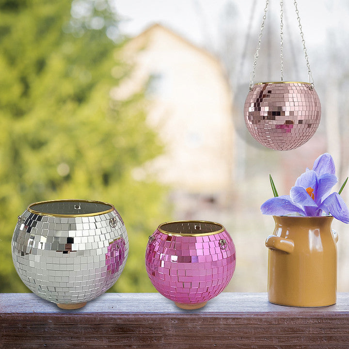 Disco Ball Flower Hanging Vase